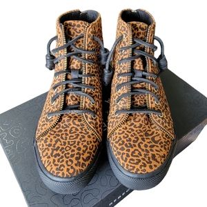 REBECCA MINKOFF x SPERRY Woman's High Top Pony Hair Animal Print Shoes Size 8